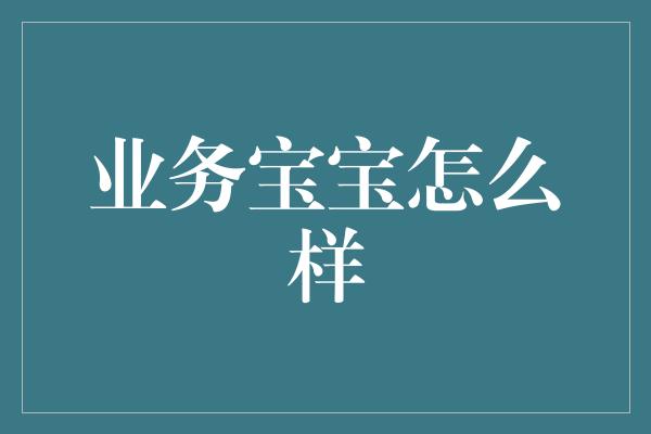 业务宝宝怎么样