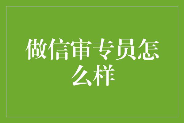 做信审专员怎么样