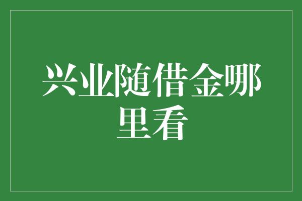 兴业随借金哪里看