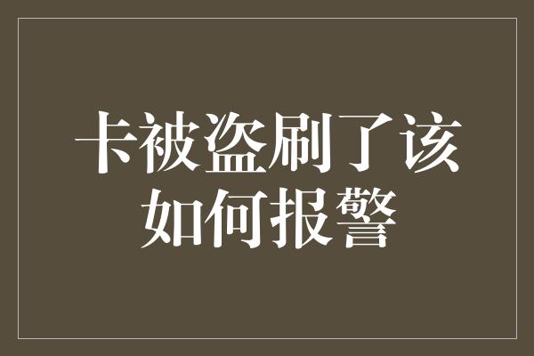 卡被盗刷了该如何报警