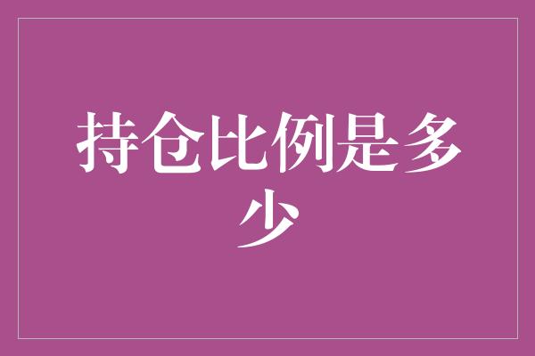 持仓比例是多少