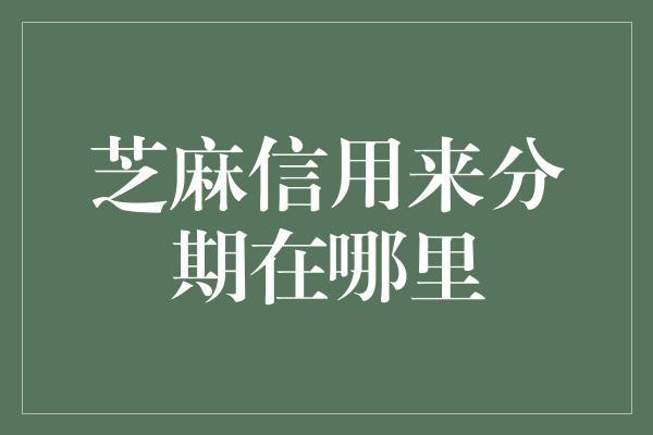 芝麻信用来分期在哪里